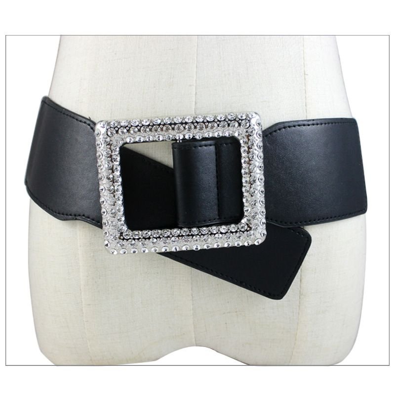 Women Simple Diamond Elastic Wide Waist Seal