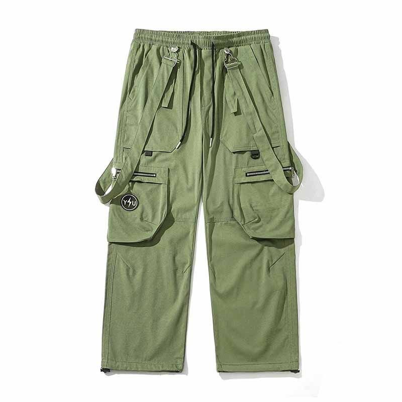 Men Fashion Casual Street Tide Alphabet Drawstring Waist Cargo Pants