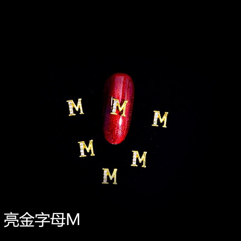 Nail Art Alloy Accessories Flash Rhinestone Gold 26 English Alphabet Accessories 10pcs/pack