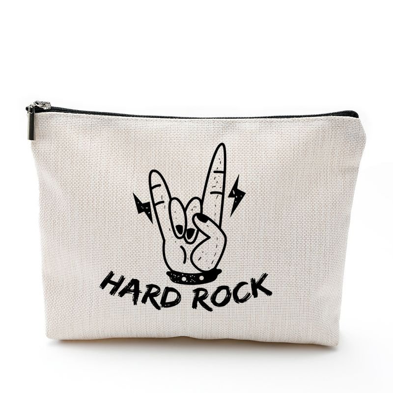 Hard Rock Print Simple Cosmetic Bag Waterproof Cotton Linen Zipper Bag