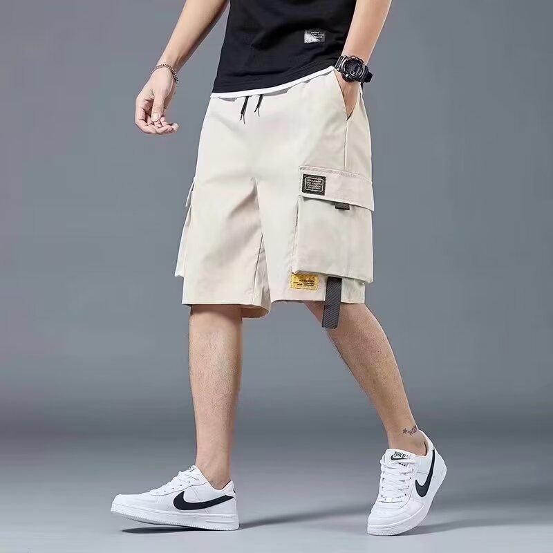 Men Casual Solid Color Multi-Pocket Cargo Shorts