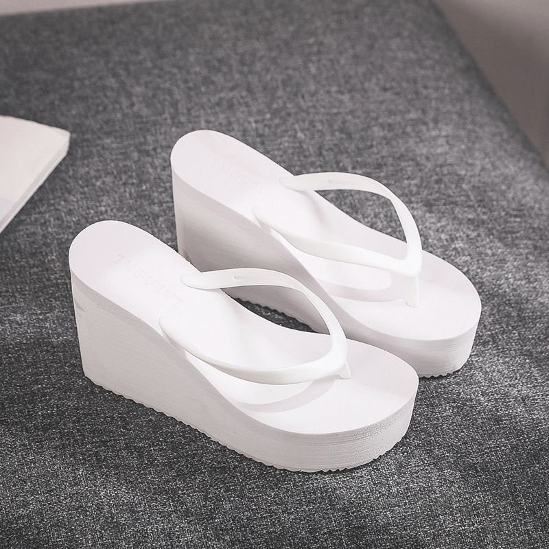 Summer Women Fashion Casual Solid Color Platform Thick-Soled Flip Flops