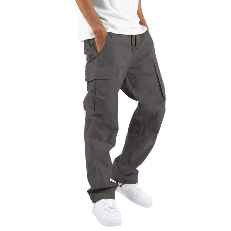 Men Fashion Casual Solid Color Straight Cargo Pants