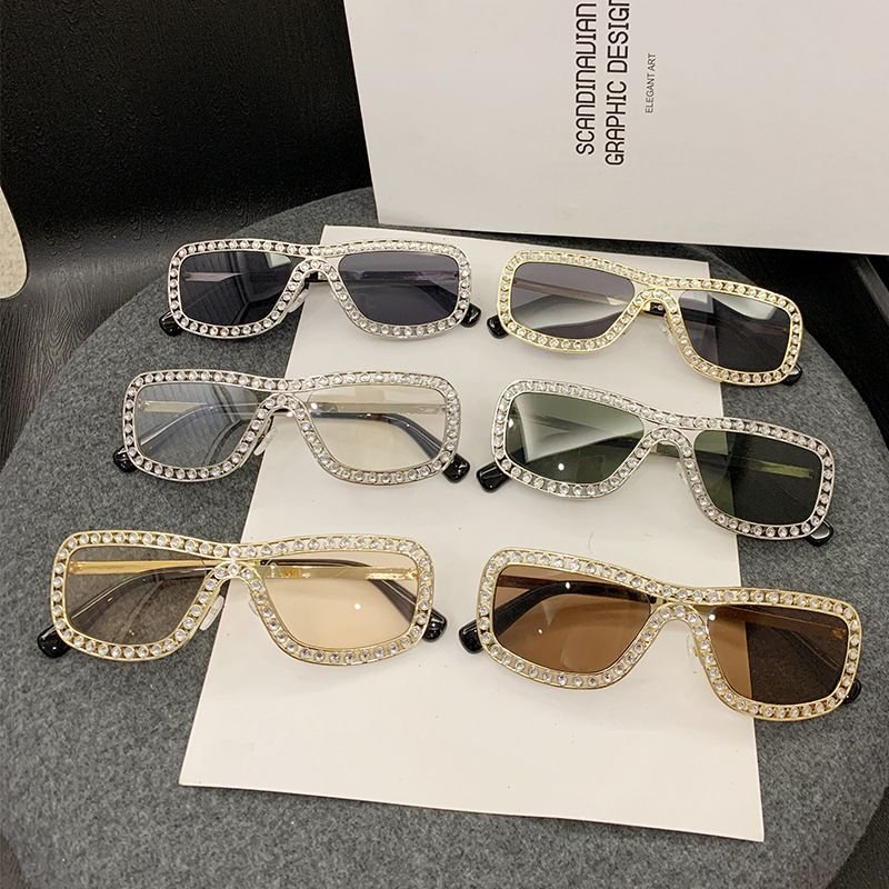 Fashion Men'S And Women'S Square Rhinestone Sunglasses