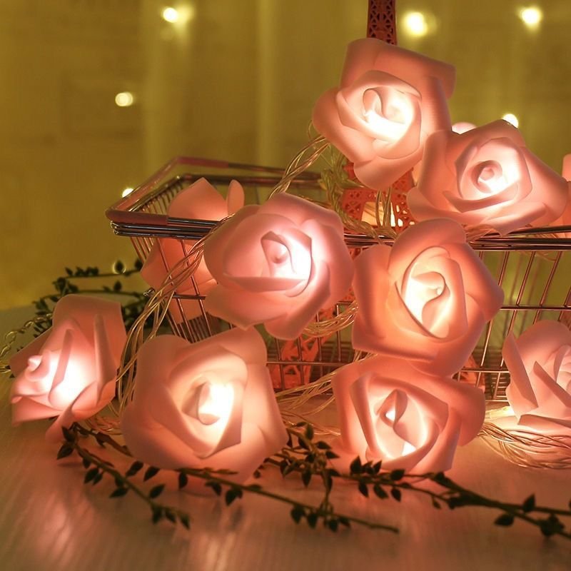 Led Rose Light String Simulation Foam Flower Romantic Valentine'S Day
