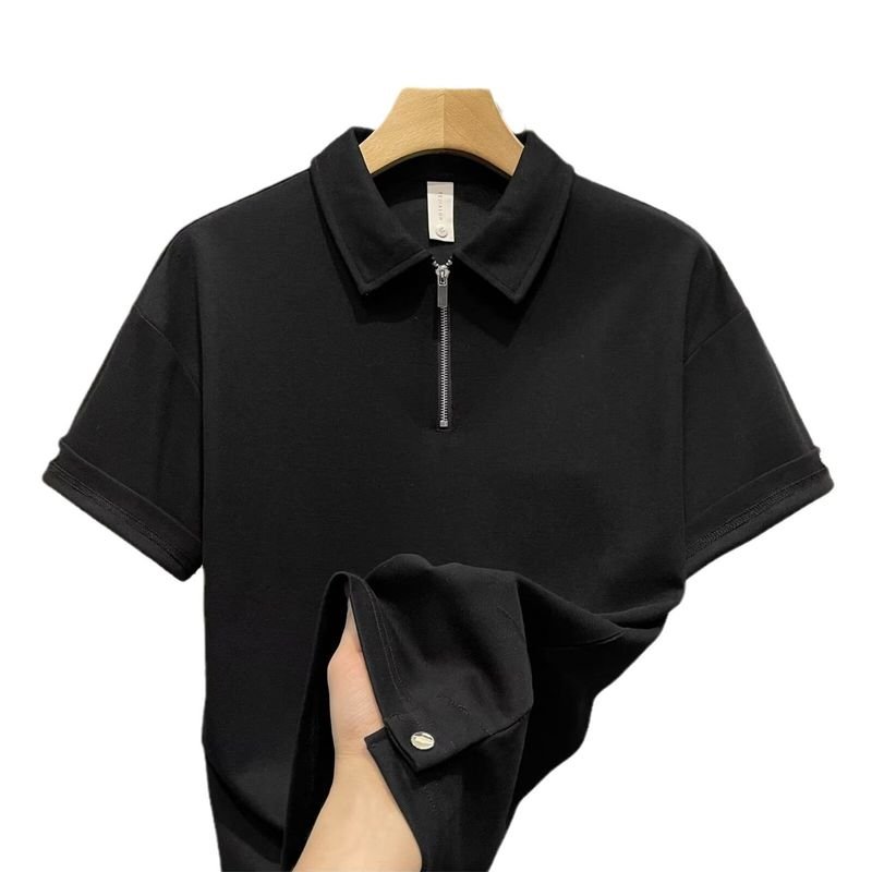 Men Fashion Casual Basic Solid Color Short Sleeve Lapel POLO Shirt