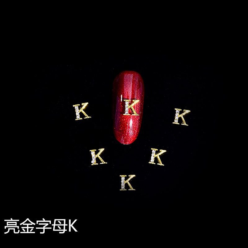 Nail Art Alloy Accessories Flash Rhinestone Gold 26 English Alphabet Accessories 10pcs/pack