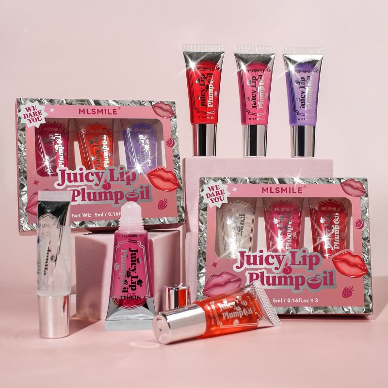 MLSMILE Women Simple Fade Lip Pattern Ball Transparent Lip Oil Set