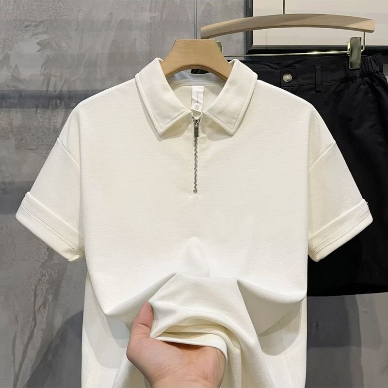 Men Fashion Casual Basic Solid Color Short Sleeve Lapel POLO Shirt