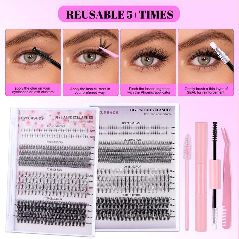 Women Simple Segmented Grafting Single Cluster False Eyelash Glue Tweezers Brush Set
