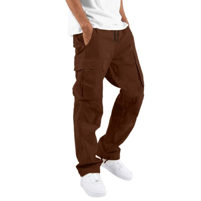 Men Fashion Casual Solid Color Straight Cargo Pants