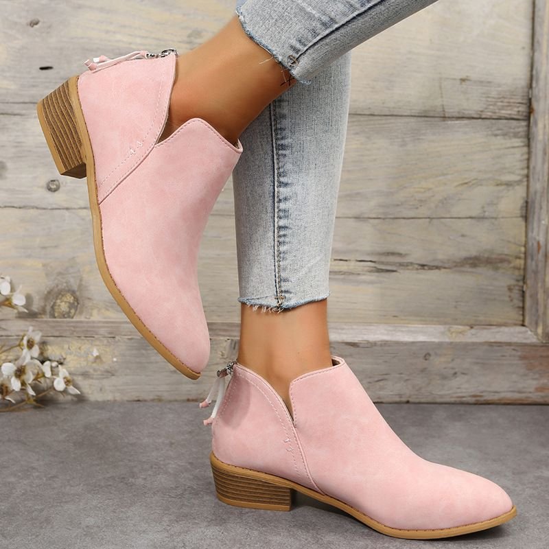 Women Fashion Plus Size British-Style Back Zipper Toe Short Boots