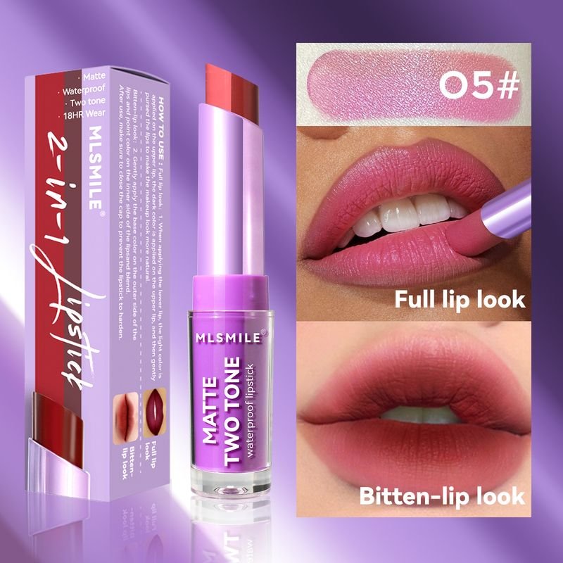MLSMILE Women Matte Moisturizing Cup Two-Color Lipstick