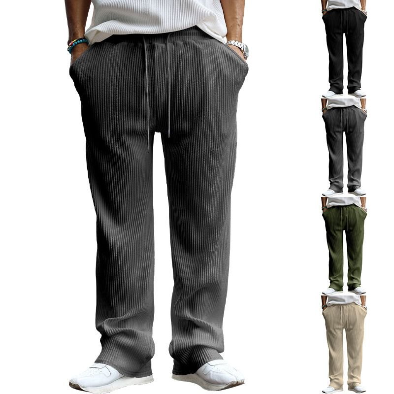 Men Summer Jacquard Stripe Wide Leg Pants