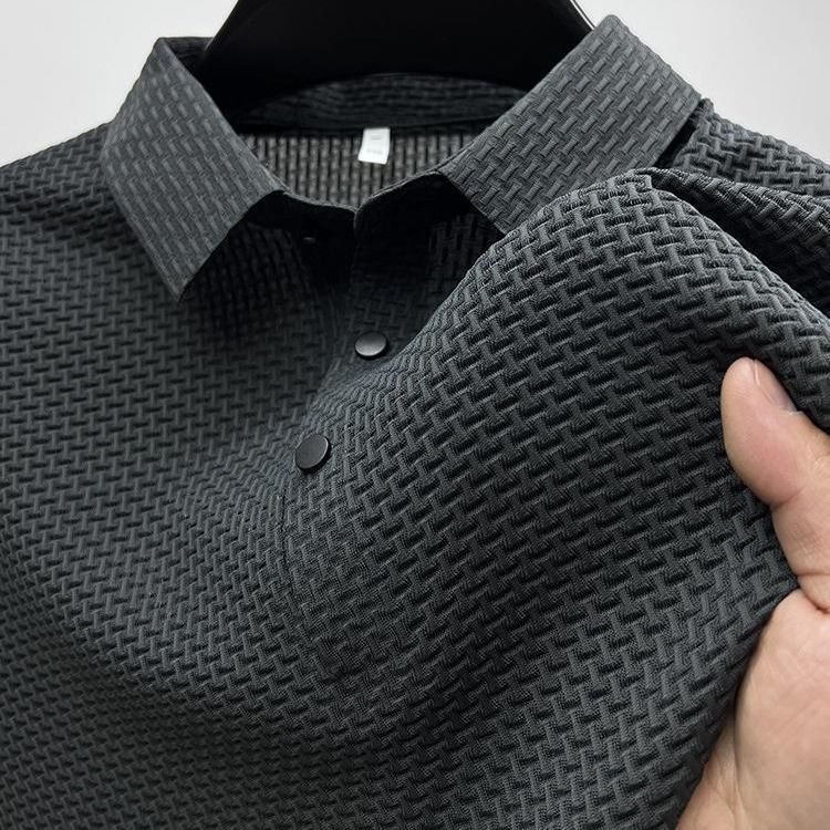 Men Fashion Casual Commuter Ice Silk Short Sleeve Lapel POLO Shirt