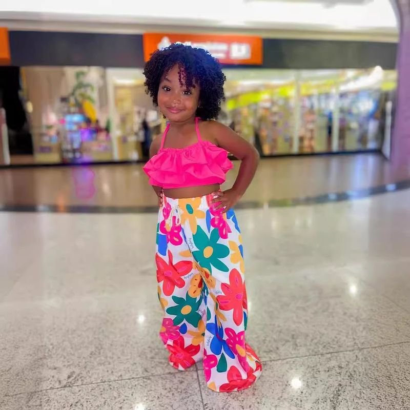 Girls Toddler Kids Summer Ruffled Camis Floral Printed Wide Leg Pants