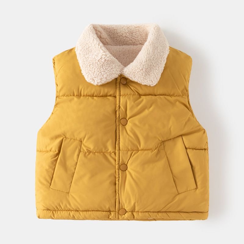 Kids Toddler Unisex Winter Fashion Casual Solid Color Fleeces Sleeveless Lapel Padded Vest