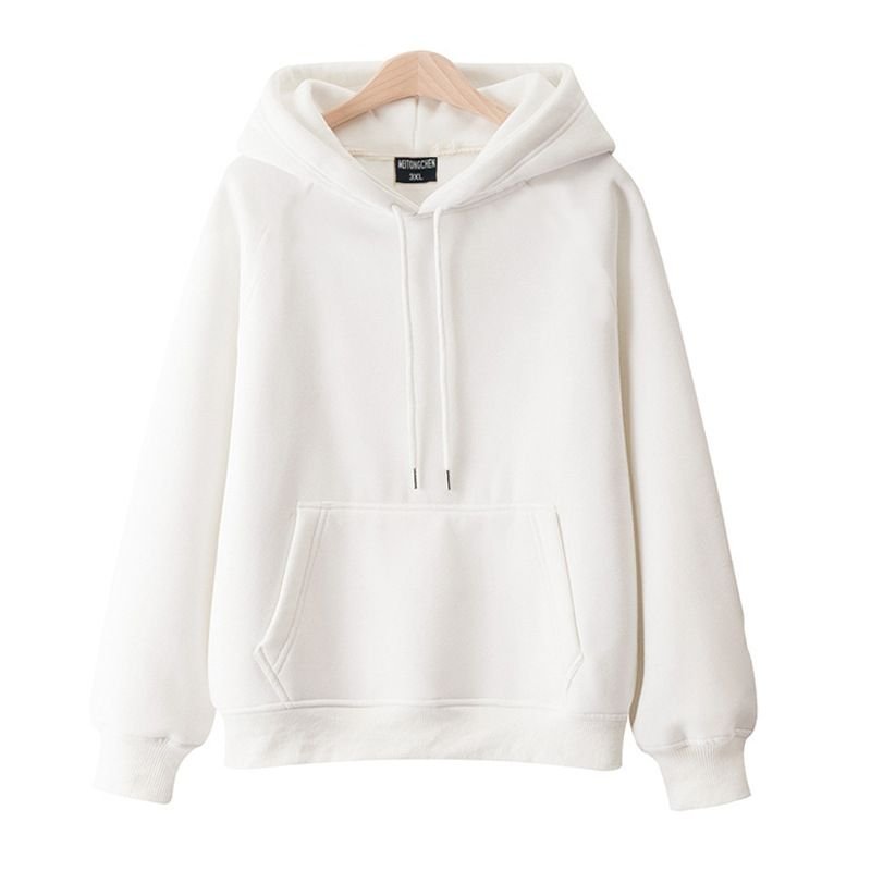 Pure Cotton Casual Pullover Thickened Fleece-Lined Solid Color Spring And Autumn Loose Women'S Hoodie Custom