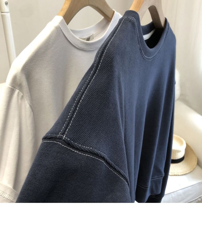 Short Round Neck Overline Women Loose Pullover Casual Long-Sleeved Sweatshirt Custom
