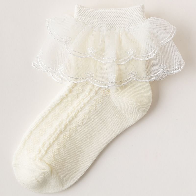 Kids Boys Girls Basic Casual Cute Solid Color Lace Socks