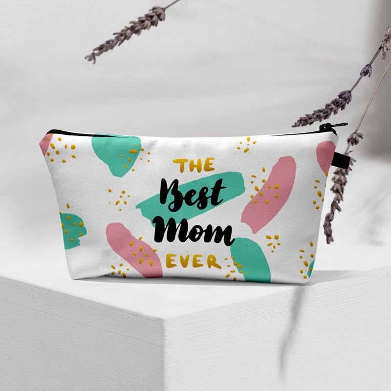 Mother Day Women Fashion Heart-Shaped Letter Print Multi-Functional Travel Storage Cosmetic Bag