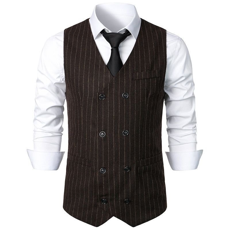 Men Fashion Casual Business Party British Style Stripe Vest