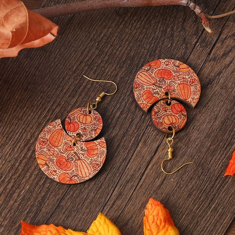 Thanksgiving Pumpkin Wood Earrings