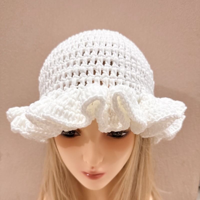 Autumn And Winter Women Fashion Solid Color Ruffled Crocheted Wool Hat