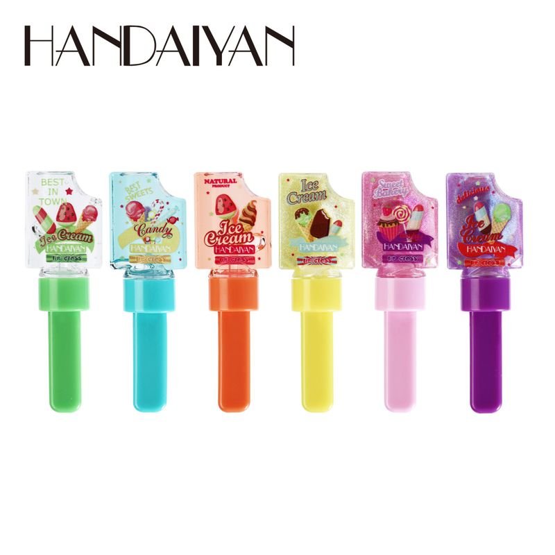 Handaiyan Women Simple Ice Cream Moisturizing Transparent Pearlescent Color Changing Lip Glaze