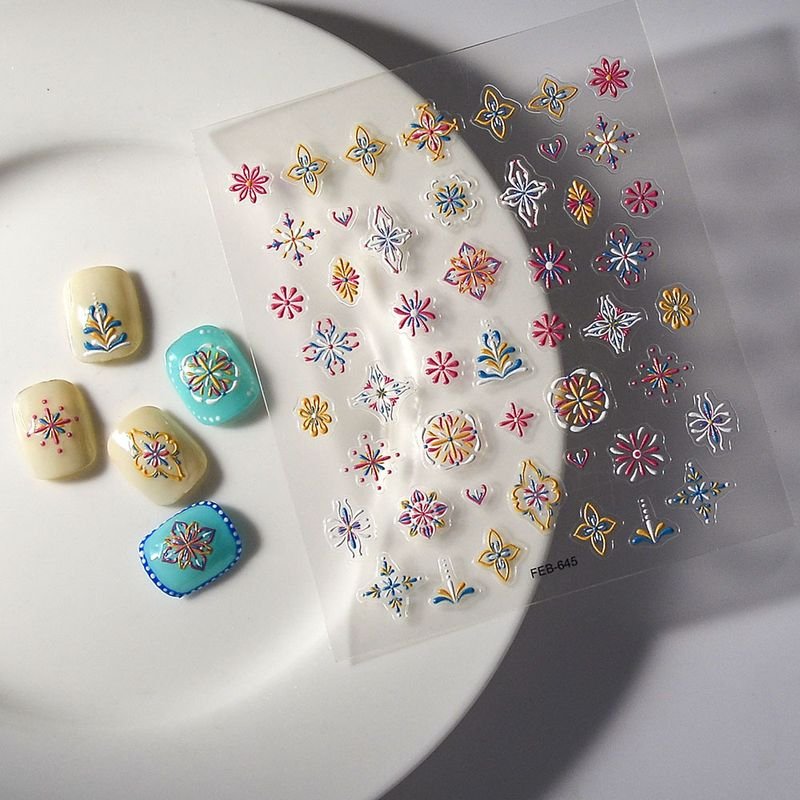 Bohemian Relief Adhesive Waterproof 5d Nail Stickers