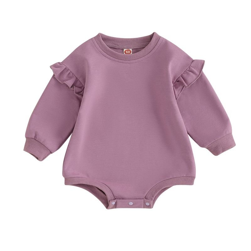 Autumn And Winter Baby Girl Sweet Ruffled Long Sleeve Custom Sweatshirt Bodysuit