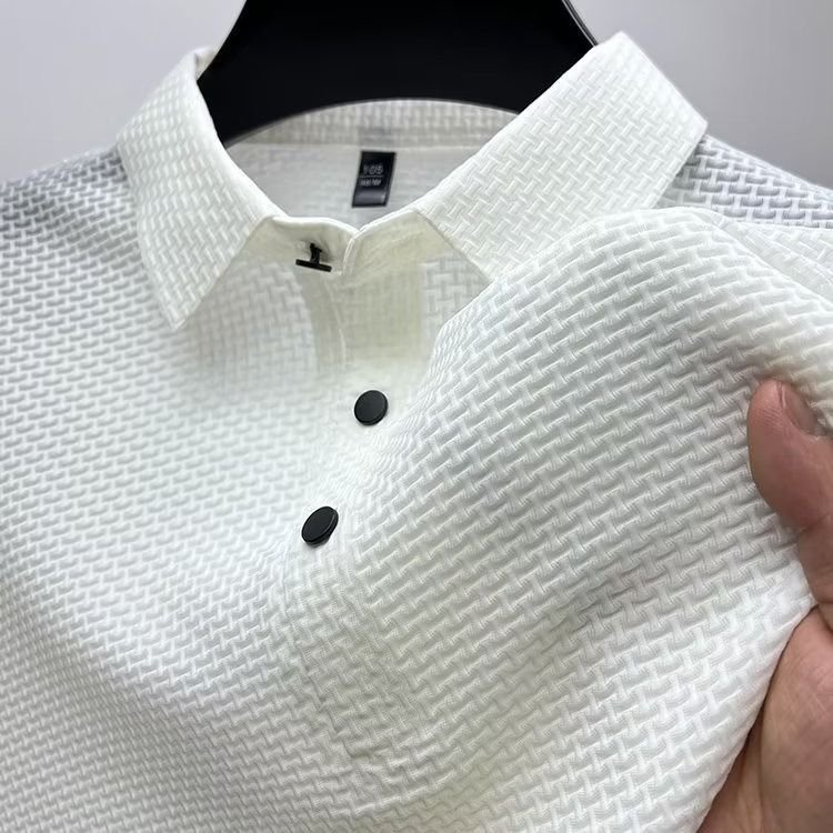 Men Fashion Casual Commuter Ice Silk Short Sleeve Lapel POLO Shirt