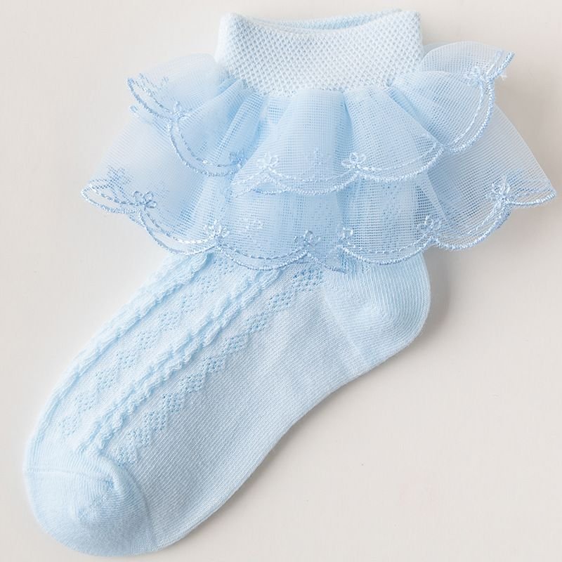 Kids Boys Girls Basic Casual Cute Solid Color Lace Socks