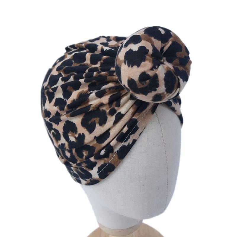 Fashion Leopard Bow Doughnuts Flower Shaped Cotton Hat