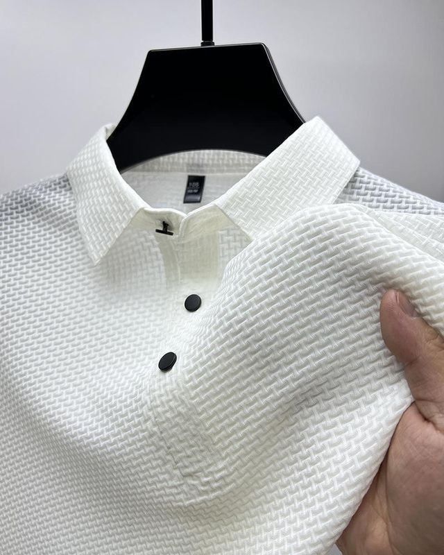 Men Fashion Casual Commuter Ice Silk Short Sleeve Lapel POLO Shirt