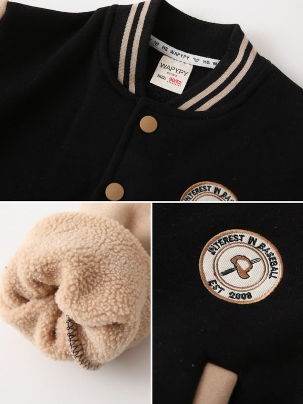 Kids Toddler Boys Fall/Winter Fashion Casual Slogan Fleece Long Sleeve Coat