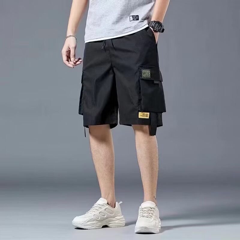 Men Casual Solid Color Multi-Pocket Cargo Shorts