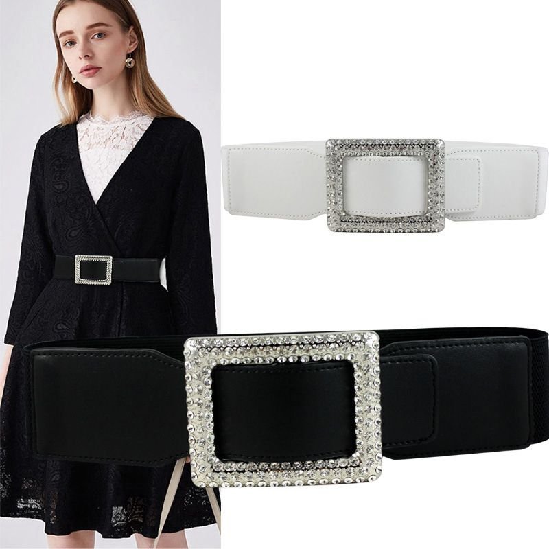 Women Simple Diamond Elastic Wide Waist Seal