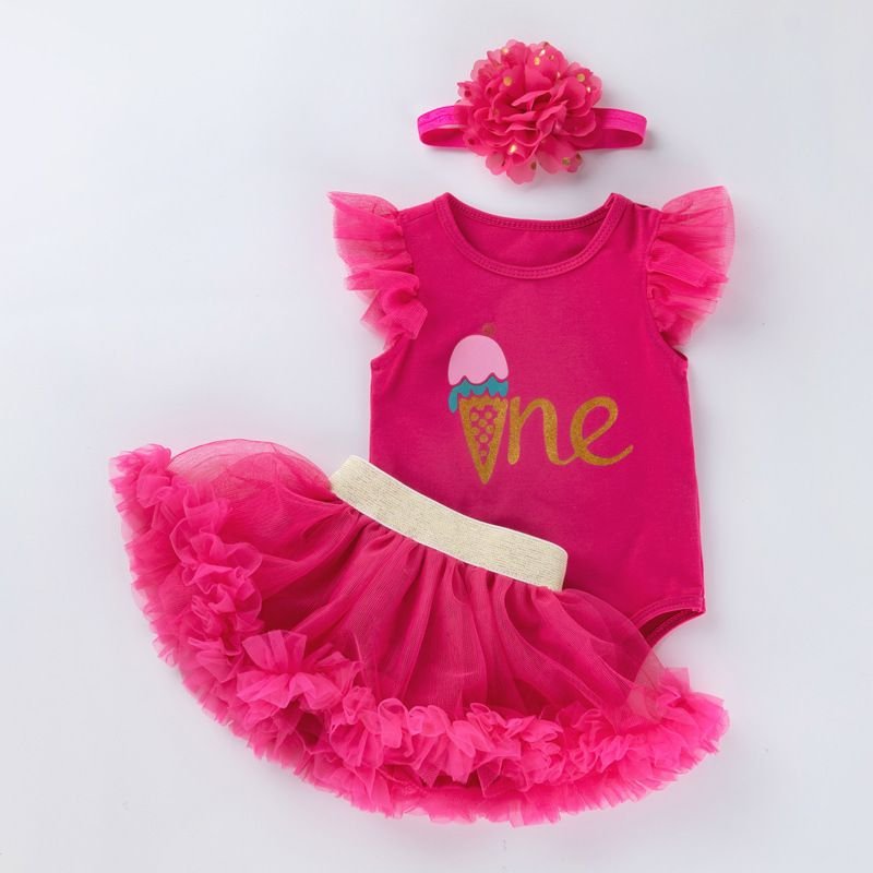 Kids Baby Girls Party Cute Letters Print Fluttering Sleeve Romper Skirt Set
