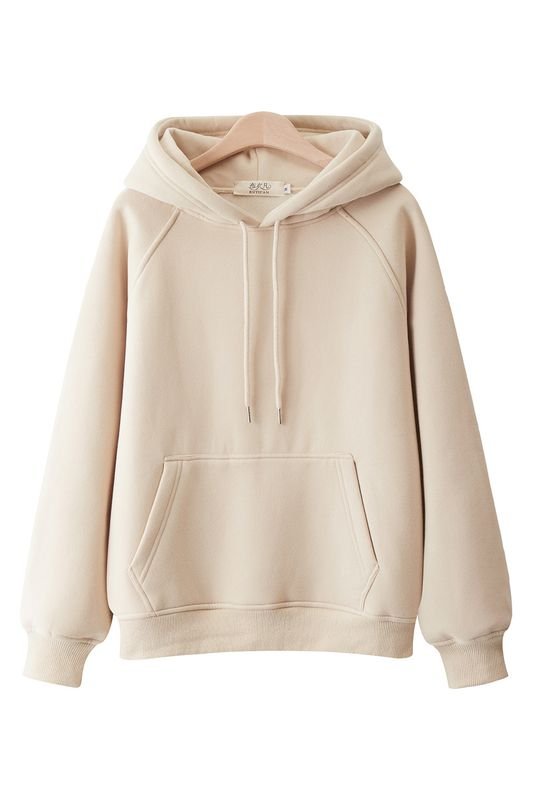 Pure Cotton Casual Pullover Thickened Fleece-Lined Solid Color Spring And Autumn Loose Women'S Hoodie Custom