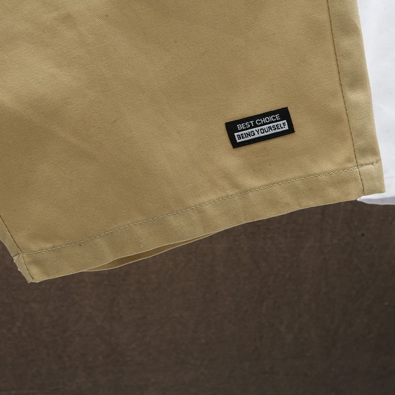 Men Casual Simple Mid Waist Tie Loose Shorts