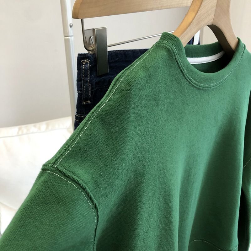 Short Round Neck Overline Women Loose Pullover Casual Long-Sleeved Sweatshirt Custom