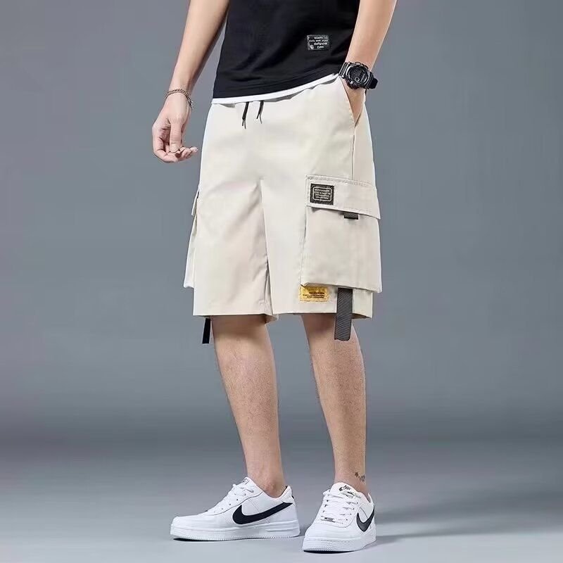 Men Casual Solid Color Multi-Pocket Cargo Shorts