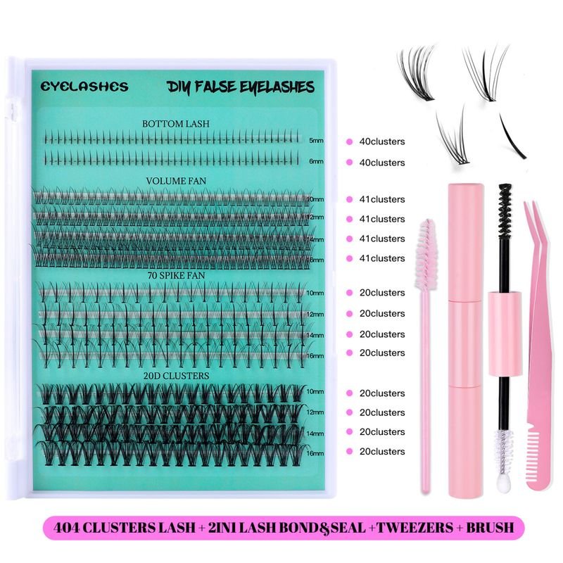 Women Simple Segmented Grafting Single Cluster False Eyelash Glue Tweezers Brush Set