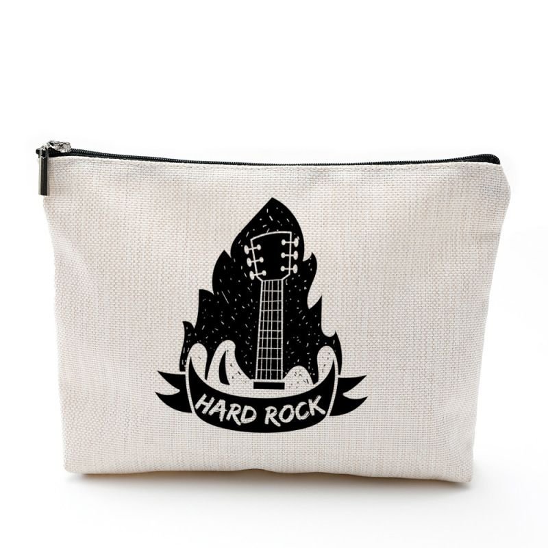 Hard Rock Print Simple Cosmetic Bag Waterproof Cotton Linen Zipper Bag