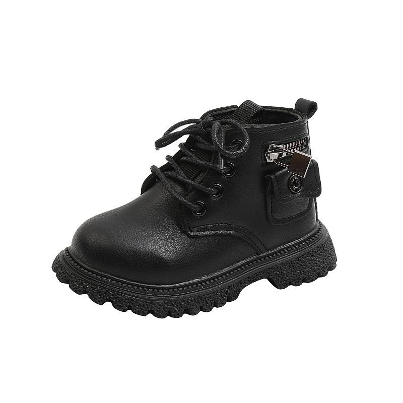 Winter Children Fashion Solid Color Lace-Up Boots