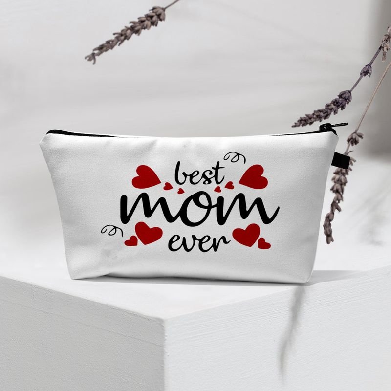 Mother Day Women Fashion Heart-Shaped Letter Print Multi-Functional Travel Storage Cosmetic Bag