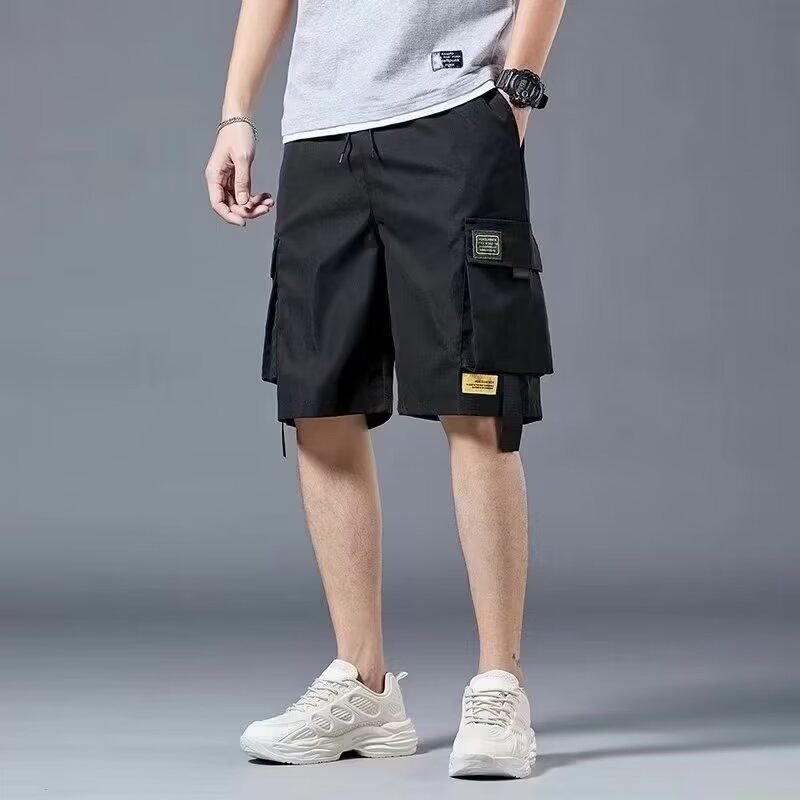 Men Casual Solid Color Multi-Pocket Cargo Shorts