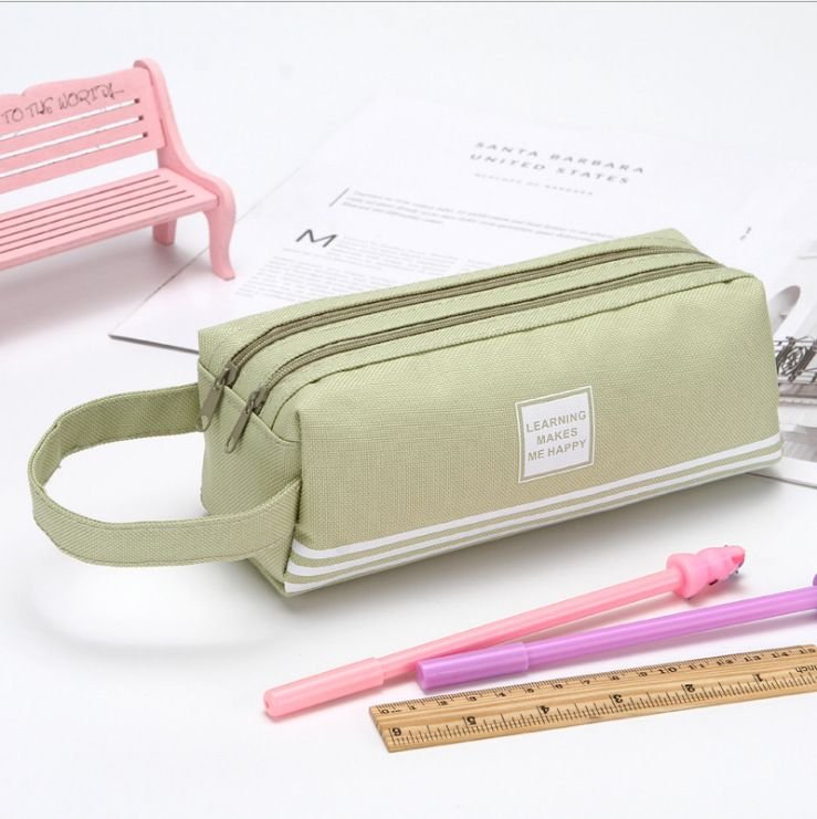 Simple Large Capacity Double Layer Oxford Cloth Pencil Bag Student Stationery