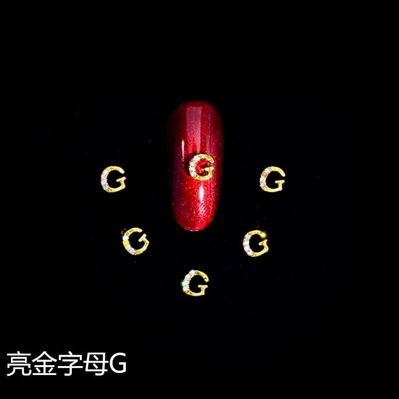 Nail Art Alloy Accessories Flash Rhinestone Gold 26 English Alphabet Accessories 10pcs/pack